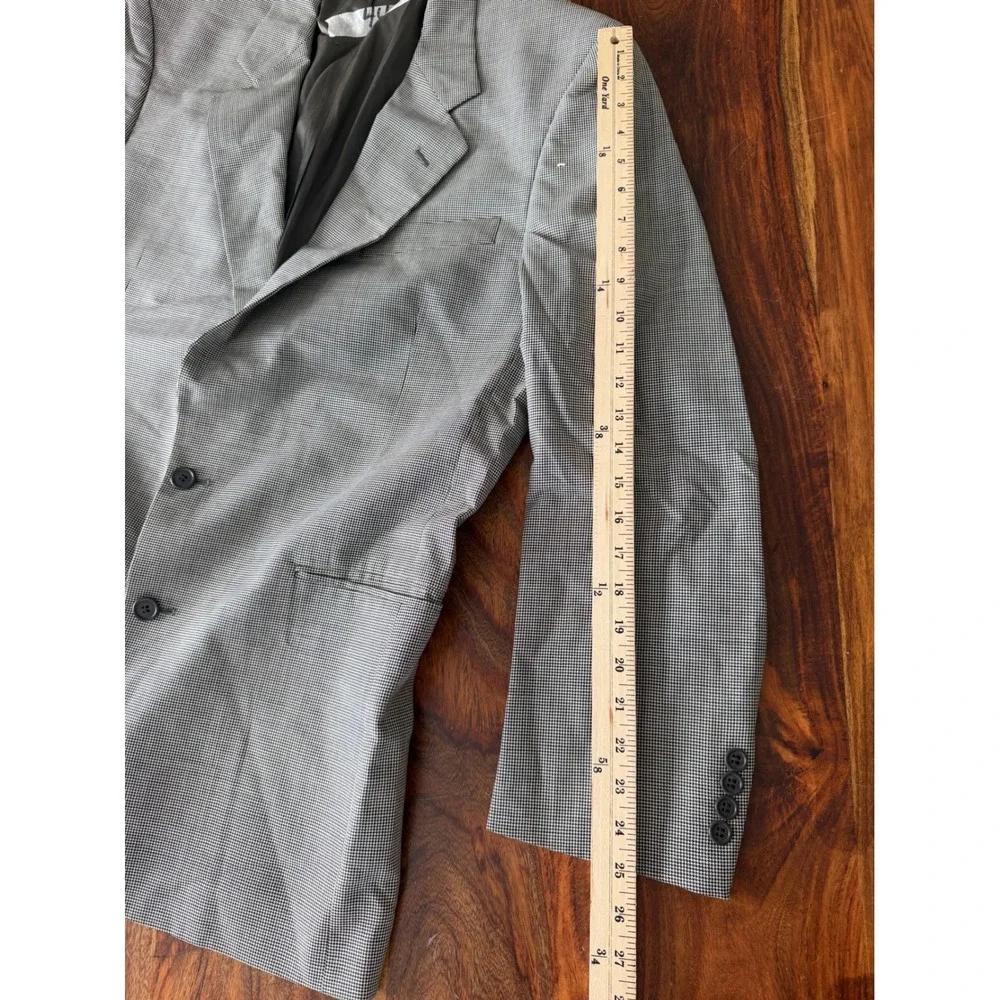 Jos A Bank Mens 44L Grey Wool Micro Check Business Express Blazer Sport‎ Coat